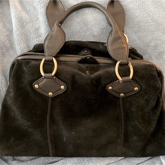 Sigrid Olsen Handbags - Sigrid Olsen black suede satchel. Good condition clean inside. 14” x 9” 8” drop.